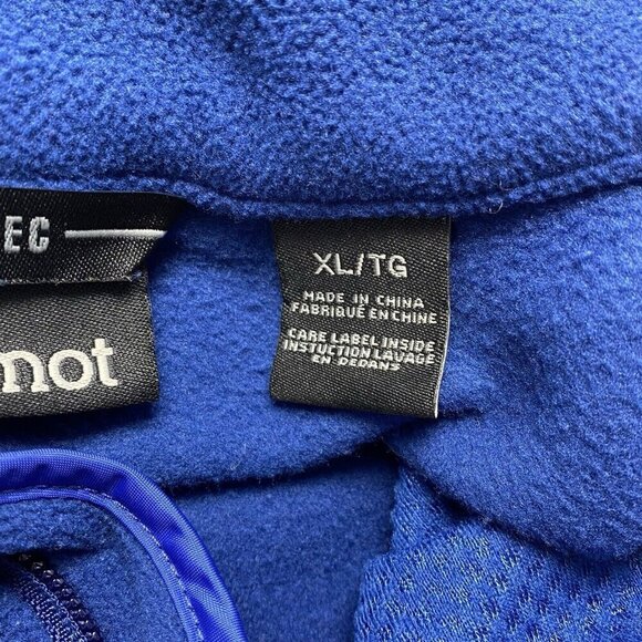 MARMOT Polartec Mock Neck Fleece Full Zip Jacket Outdoors Men Navy Blue XL 13-16 - Picture 8 of 13